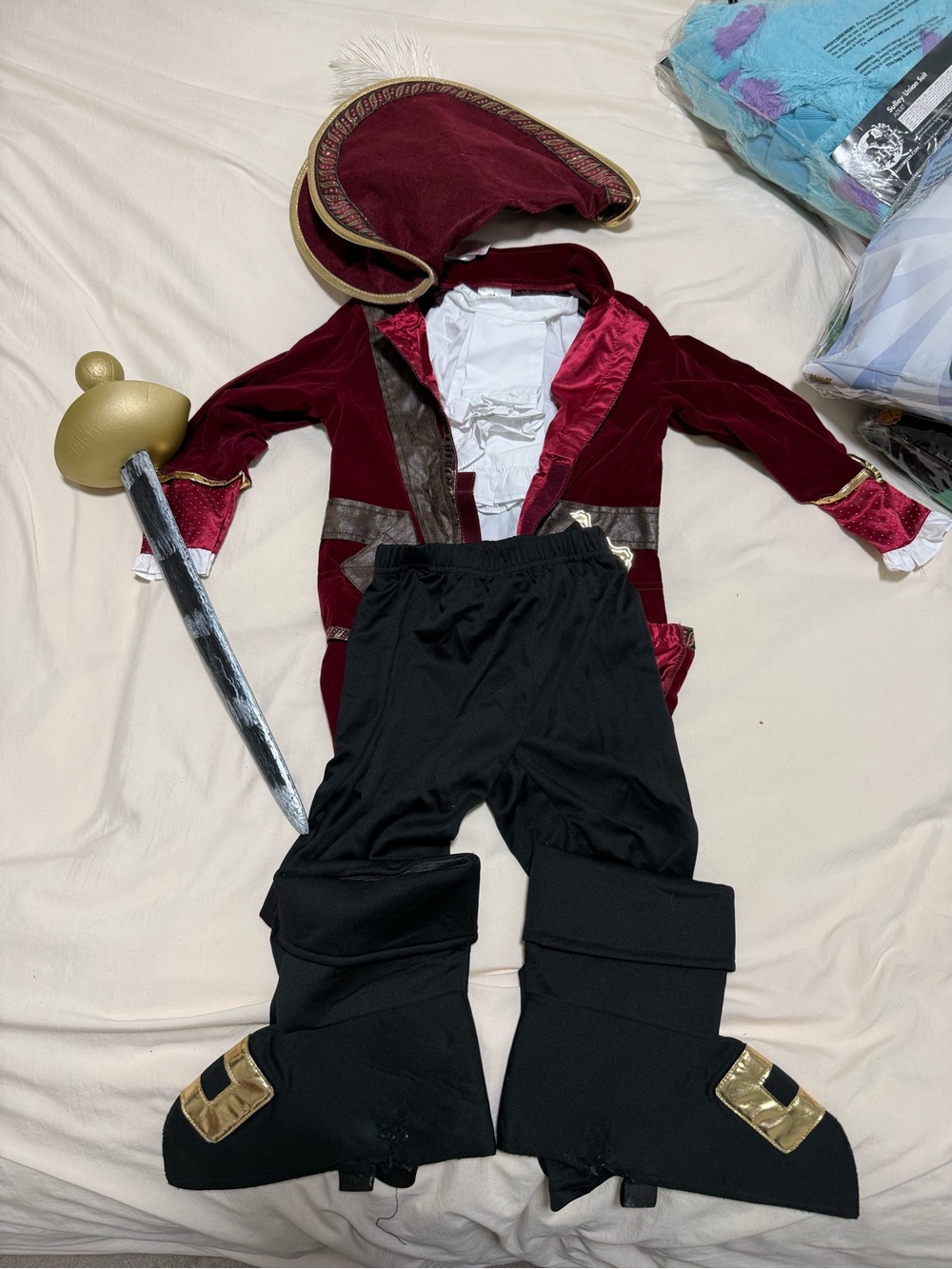 Disney Burgundy and Black Pirate Captain Costume with Gold Accents